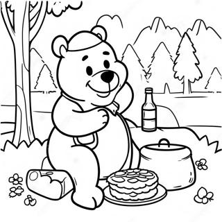 Page A Colorier De La Scene De Pique Nique De Yogi Bear 25216-23068