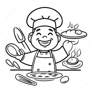 Page A Colorier Chef Heureux En Train De Cuisiner 25286-23121