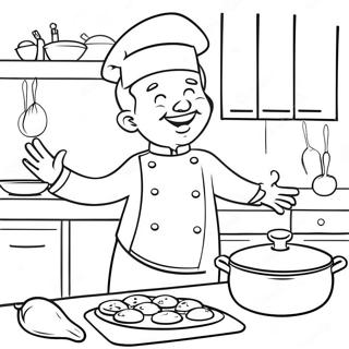 Page A Colorier Chef Heureux En Train De Cuisiner 25286-23122