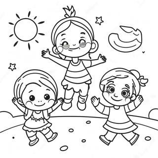 Page A Colorier Enfants Joyeux Jouant 25376-23381