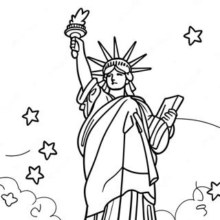 Page A Colorier La Statue De La Liberte Avec Des Etoiles Scintillantes 25536-23322