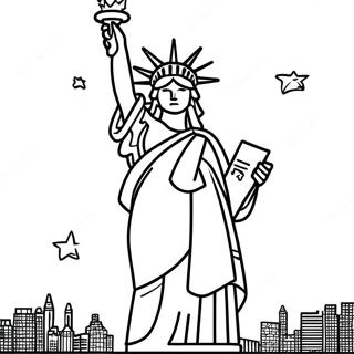 Page A Colorier La Statue De La Liberte Avec Des Etoiles Scintillantes 25536-23323