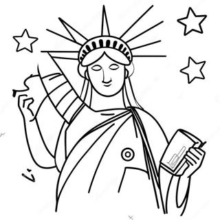 Page A Colorier La Statue De La Liberte Avec Des Etoiles Scintillantes 25536-23509