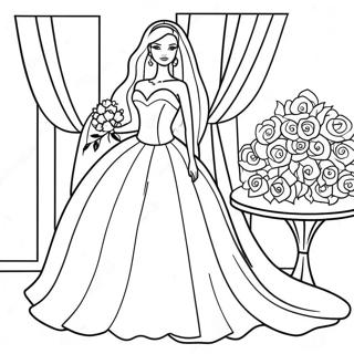 Page A Colorier Barbie De Mariage Elegante En Robe 25566-23345