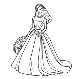 Page A Colorier Barbie De Mariage Elegante En Robe 25566-23536