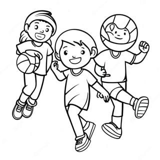 Page A Colorier Enfants Actifs Jouant Au Sport 25606-23565