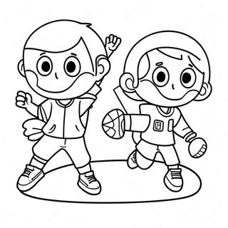 Page A Colorier Enfants Actifs Jouant Au Sport 25606-23568