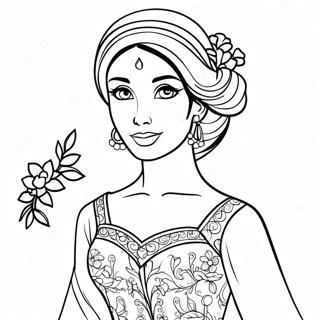 Page A Colorier De Jasmine Dans Une Belle Robe 25707-23640