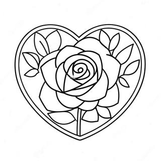 Page A Colorier Belle Rose En Forme De Coeur 25777-23693