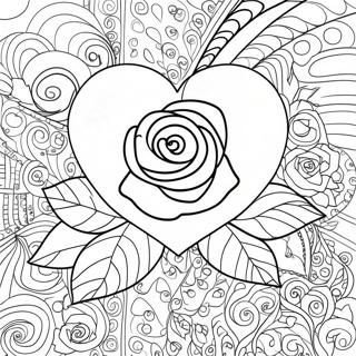 Page A Colorier Belle Rose En Forme De Coeur 25777-23694