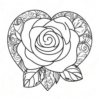 Page A Colorier Belle Rose En Forme De Coeur 25777-23695