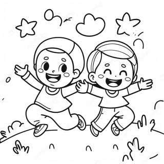 Page A Colorier Enfants Heureux Jouant Joyeusement 25787-23704