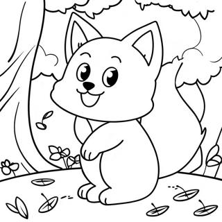 Page A Colorier Kitsune Mignonne Jouant Dans La Foret 25907-23798