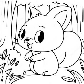 Page A Colorier Kitsune Mignonne Jouant Dans La Foret 25907-23799