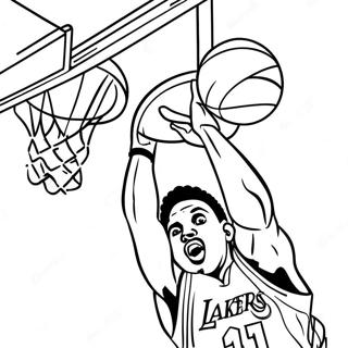 Page A Colorier Dun Joueur De Basket Des Lakers En Train De Dunker 25957-23837