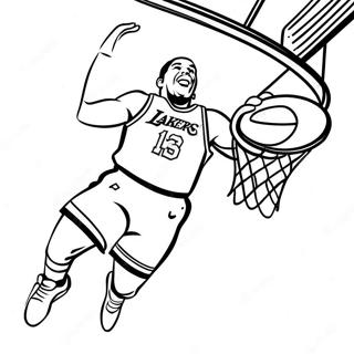 Page A Colorier Dun Joueur De Basket Des Lakers En Train De Dunker 25957-23838