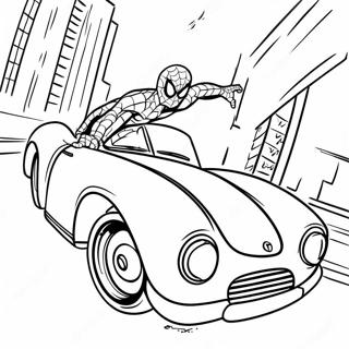 Page A Colorier De Spiderman Conduisant Une Voiture Rapide 25997-23871