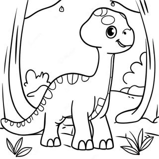 Page A Colorier Dun Mignon Brachiosaure Dans Une Foret 26007-23877