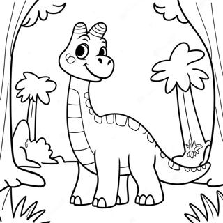 Page A Colorier Dun Mignon Brachiosaure Dans Une Foret 26007-23878