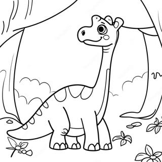 Page A Colorier Dun Mignon Brachiosaure Dans Une Foret 26007-23879