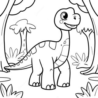 Page A Colorier Dun Mignon Brachiosaure Dans Une Foret 26007-23880