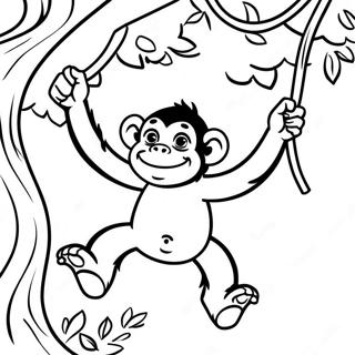 Page A Colorier De Chimpanze Espiegle Se Balancant Dun Arbre 26097-23950