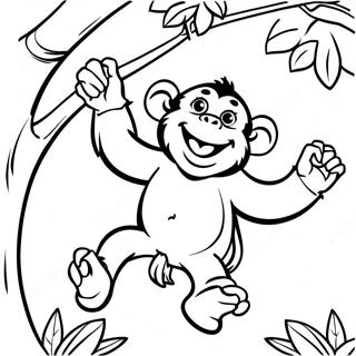 Page A Colorier De Chimpanze Espiegle Se Balancant Dun Arbre 26097-23952