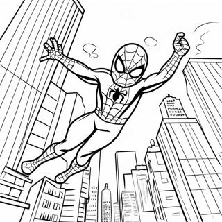 Page A Colorier De Spider Man Se Balancant A Travers La Ville 26117-23966