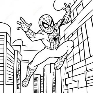 Page A Colorier De Spider Man Se Balancant A Travers La Ville 26117-23967