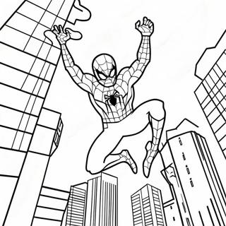 Page A Colorier De Spider Man Se Balancant A Travers La Ville 26117-23968