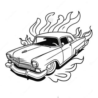 Page A Colorier De Lowrider Chicano Classique Avec Des Flammes 26147-23989