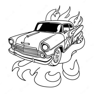 Page A Colorier De Lowrider Chicano Classique Avec Des Flammes 26147-23991