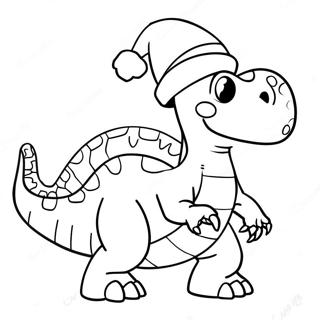 Page A Colorier De Dinosaure Festif Avec Un Chapeau De Noel 2633-2149