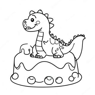 Page A Colorier Gateau Danniversaire Dinosaure Mignon 26363-24149