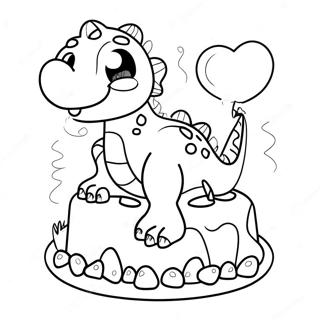 Page A Colorier Gateau Danniversaire Dinosaure Mignon 26363-24150