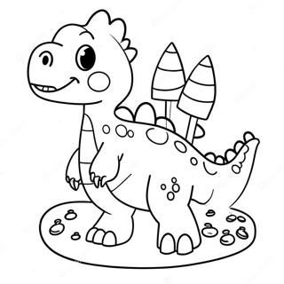 Page A Colorier Gateau Danniversaire Dinosaure Mignon 26363-24151