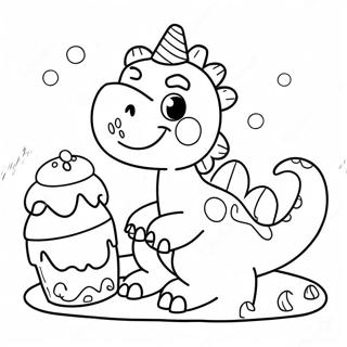 Page A Colorier Gateau Danniversaire Dinosaure Mignon 26363-24152