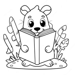 Animaux Mignons Lisant Page A Colorier 26423-24197