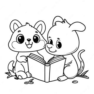 Animaux Mignons Lisant Page A Colorier 26423-24198