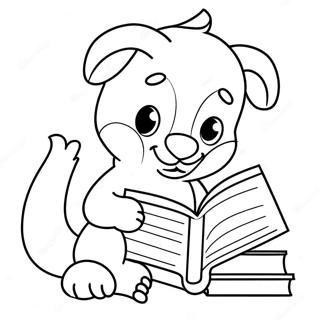 Animaux Mignons Lisant Page A Colorier 26423-24200