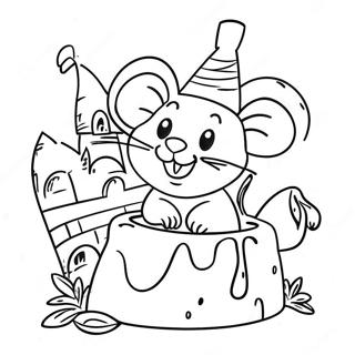 Souris Adorable Dans Un Chateau De Fromage Page A Colorier 26433-24205