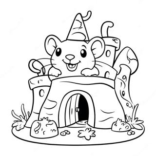 Souris Adorable Dans Un Chateau De Fromage Page A Colorier 26433-24206