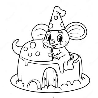 Souris Adorable Dans Un Chateau De Fromage Page A Colorier 26433-24207