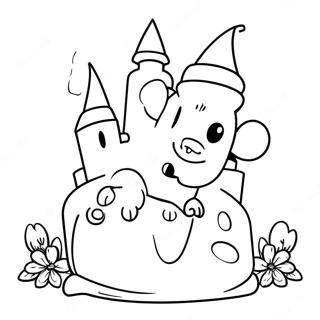 Souris Adorable Dans Un Chateau De Fromage Page A Colorier 26433-24208