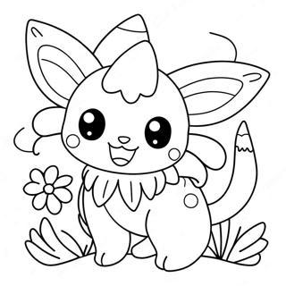 Vaporeon Mignon Avec Des Fleurs Page A Colorier 26443-24213