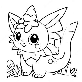 Vaporeon Mignon Avec Des Fleurs Page A Colorier 26443-24214