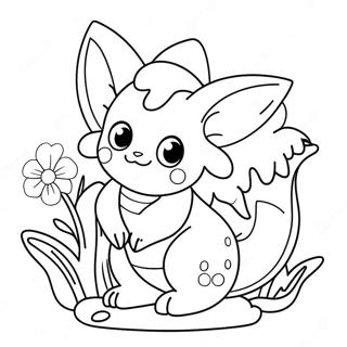 Vaporeon Mignon Avec Des Fleurs Page A Colorier 26443-24215