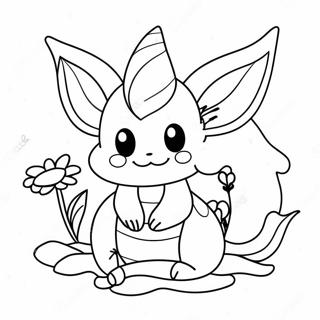 Vaporeon Mignon Avec Des Fleurs Page A Colorier 26443-24216