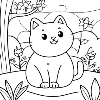 Page A Colorier Du Chat De La Nature Dans Un Jardin Colore 26513-24269