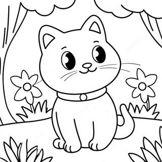 Page A Colorier Du Chat De La Nature Dans Un Jardin Colore 26513-24271